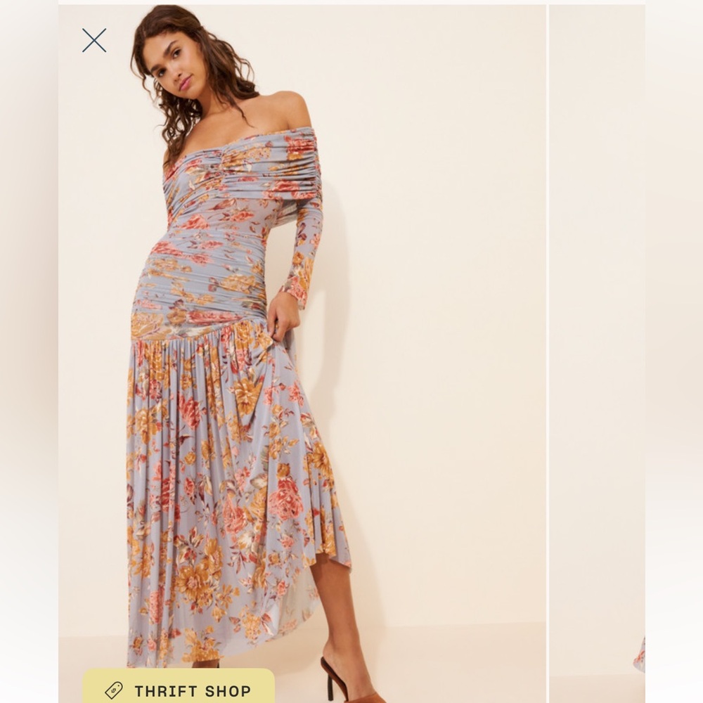 AFRM Floral Long Sleeve Off-Shoulder Dress - Picture 4 of 4